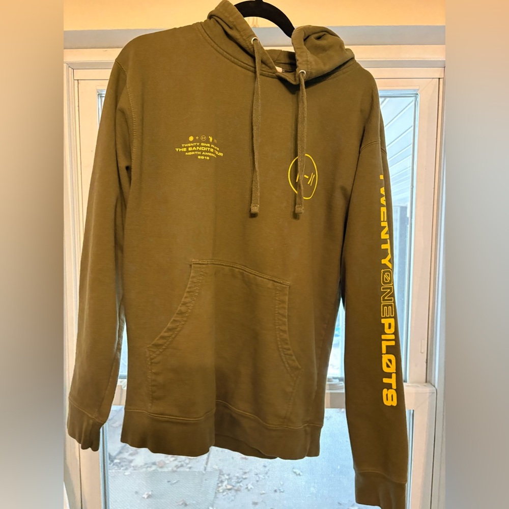 2019 Bandito Tour Twenty One Pilots Olive Hoodie with Yellow Print